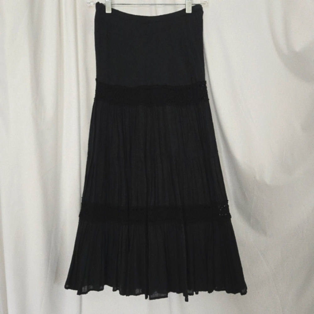 ( Jethro ) Vintage Wash Tiered Maxi Skirt